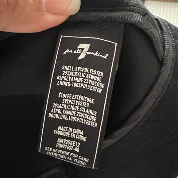 JET BLACK WOOL BLEND COAT BY 7 FOR ALL MAN KIND… SIZE MEDIUM… NEW WITH TAGS. - Picture 13 of 14